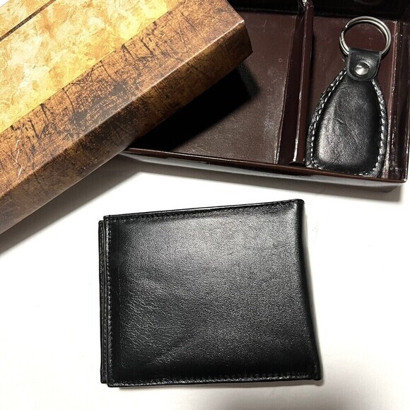 GENUINE LEATHER Bi-Fold Hand Crafted Black Wallets W/ Multi-Window Pass Case - Picture 13 of 14